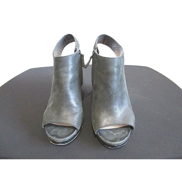 Cole Haan Grand OS Black Leather Ankle Strap Peep Toe Bootie Wedge Heels 8.5 M - Picture 3 of 10